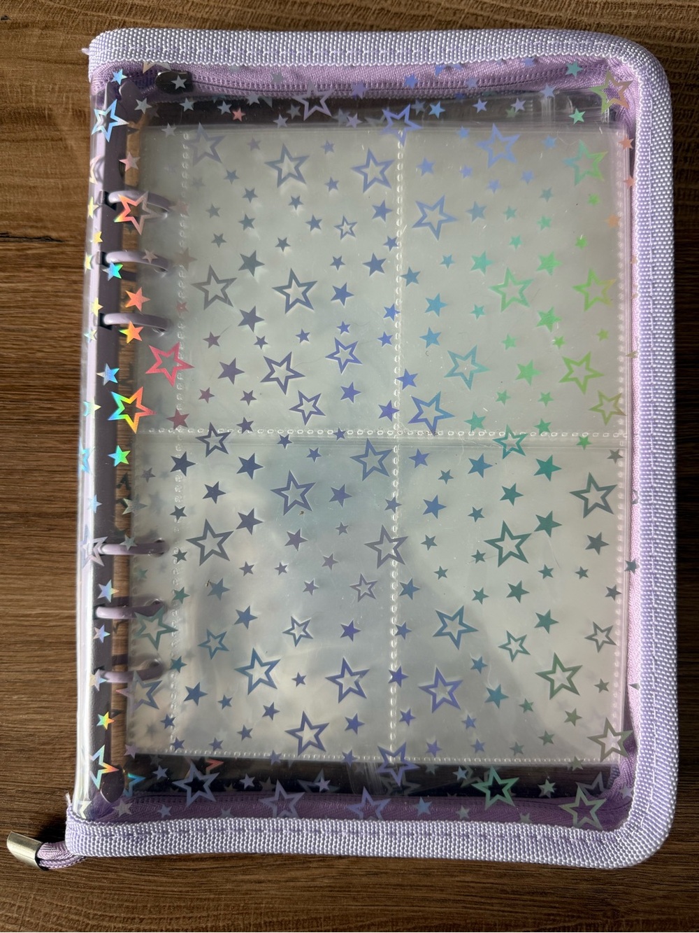 Holographic Star Zip Binder Pouch - Lavender Trim !!brand new!!! iridescent